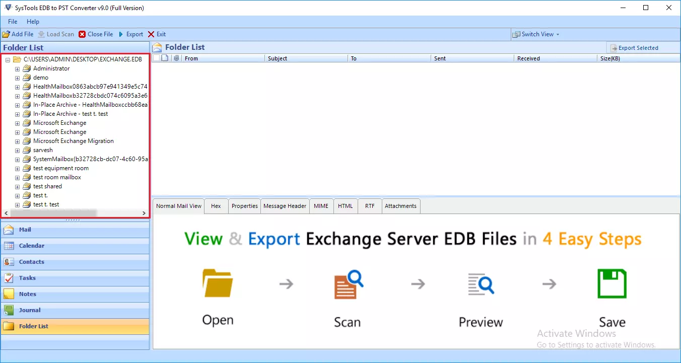Show Preview of Convertible EDB file