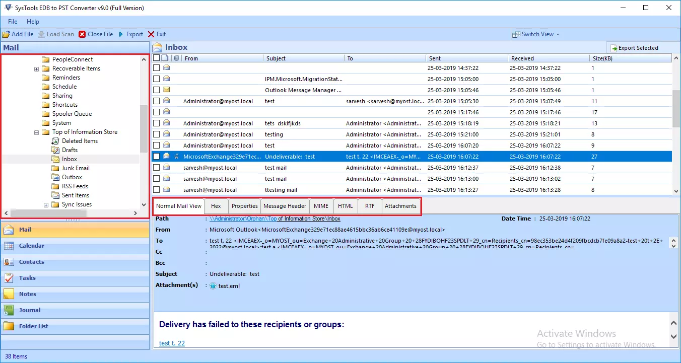 Convert edb to pst file