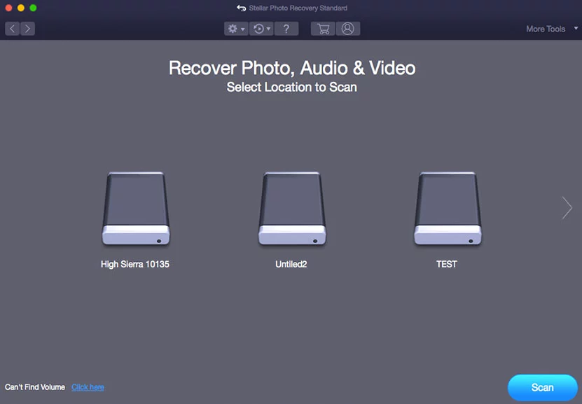 Select MAC drive to recover lost or deleted photos
