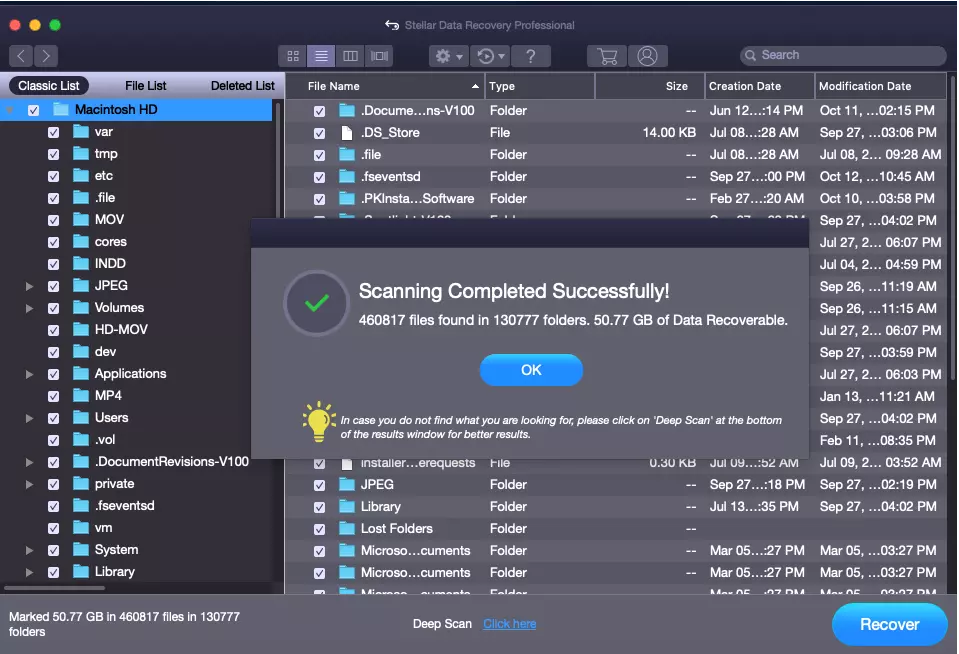 Mac recovery tool screenshots