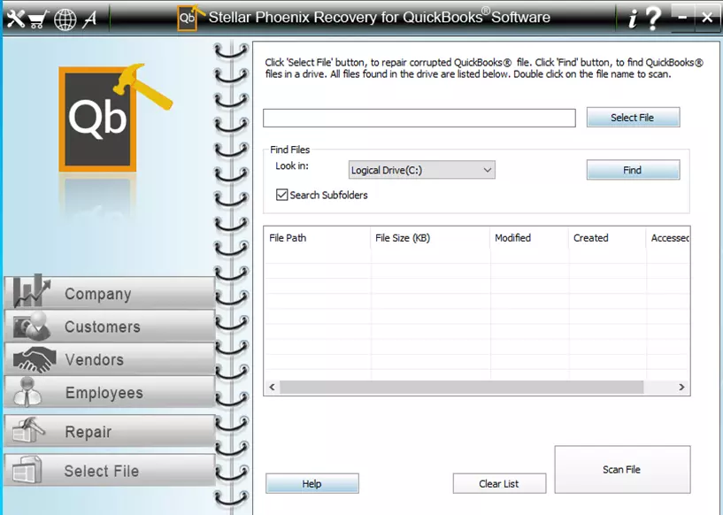 Quickbooks data recovery tool screenshots