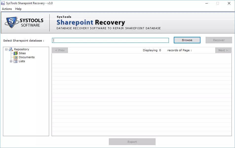 SharePoint Repair tool screenshots