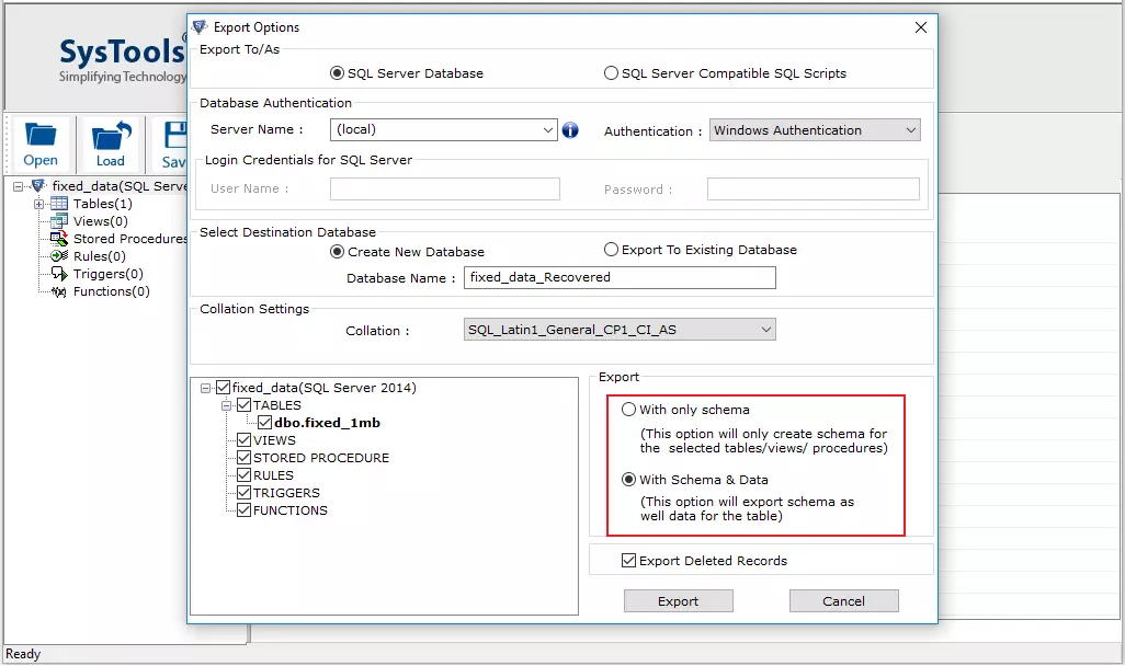 Successfully save repaired SQL database